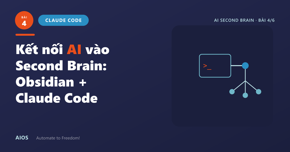[Bài 4] - Kết nối AI vào Second Brain: hướng dẫn Obsidian + Claude Code cho Founder 2026